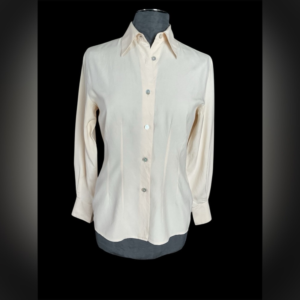 Ann Taylor Classic Cream Button-Up Women's Blouse, Size 4